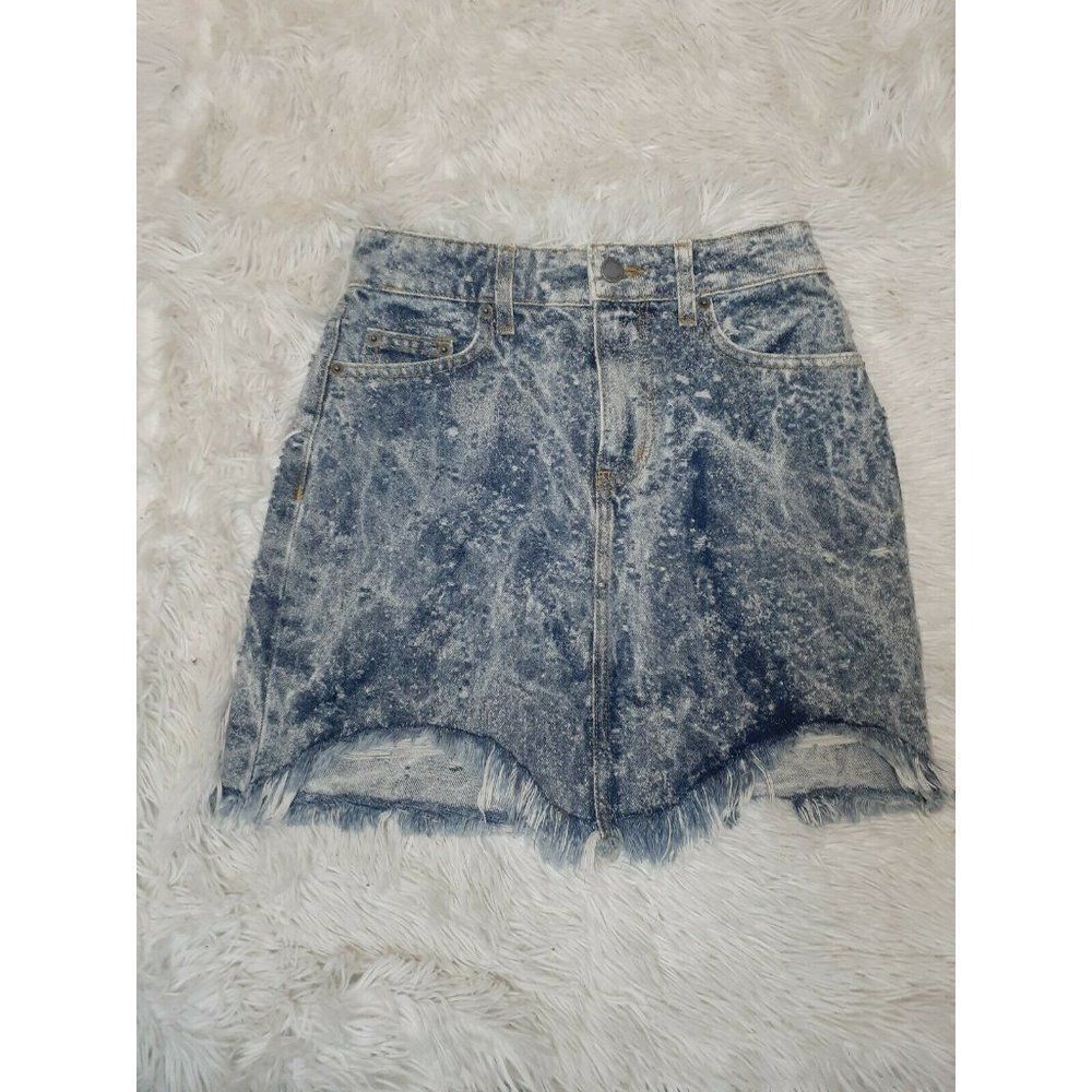 Carmar Skirt Distressed Medium‎ Wash Denim Jean Distressed Festival Size 25